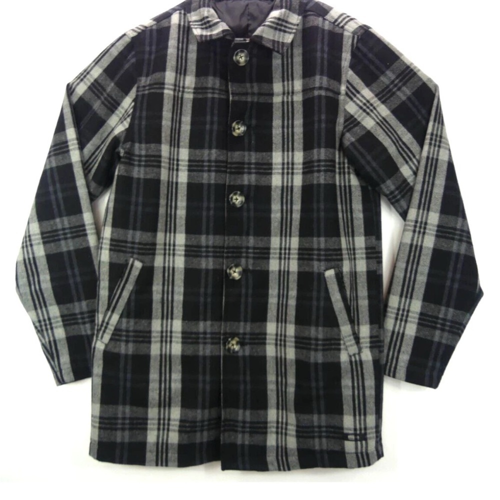 Oakley Women's Coat Wool Button-up Jacket Plaid Gingham Black Gray Size Small